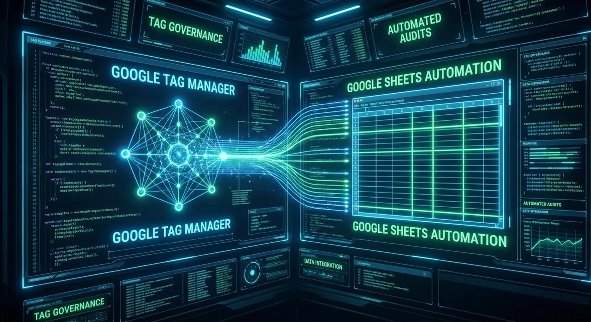 Data flowing from Google Tag Manager into Google Sheets for automated tracking governance.