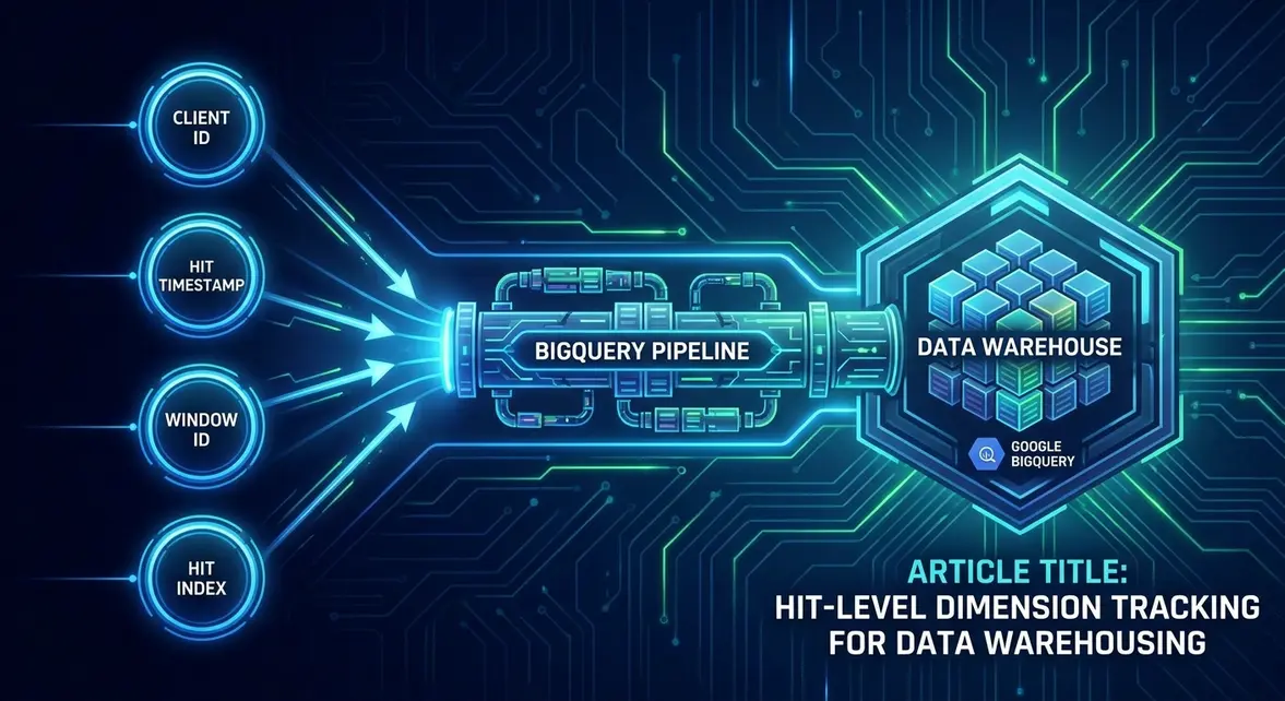 Data flow diagram illustrating custom dimension hit-level collection for analytics engineering.