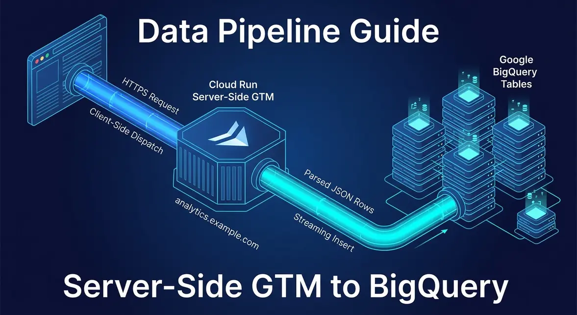 Diagram showing Server-Side Google Tag Manager streaming telemetry directly into Google BigQuery.